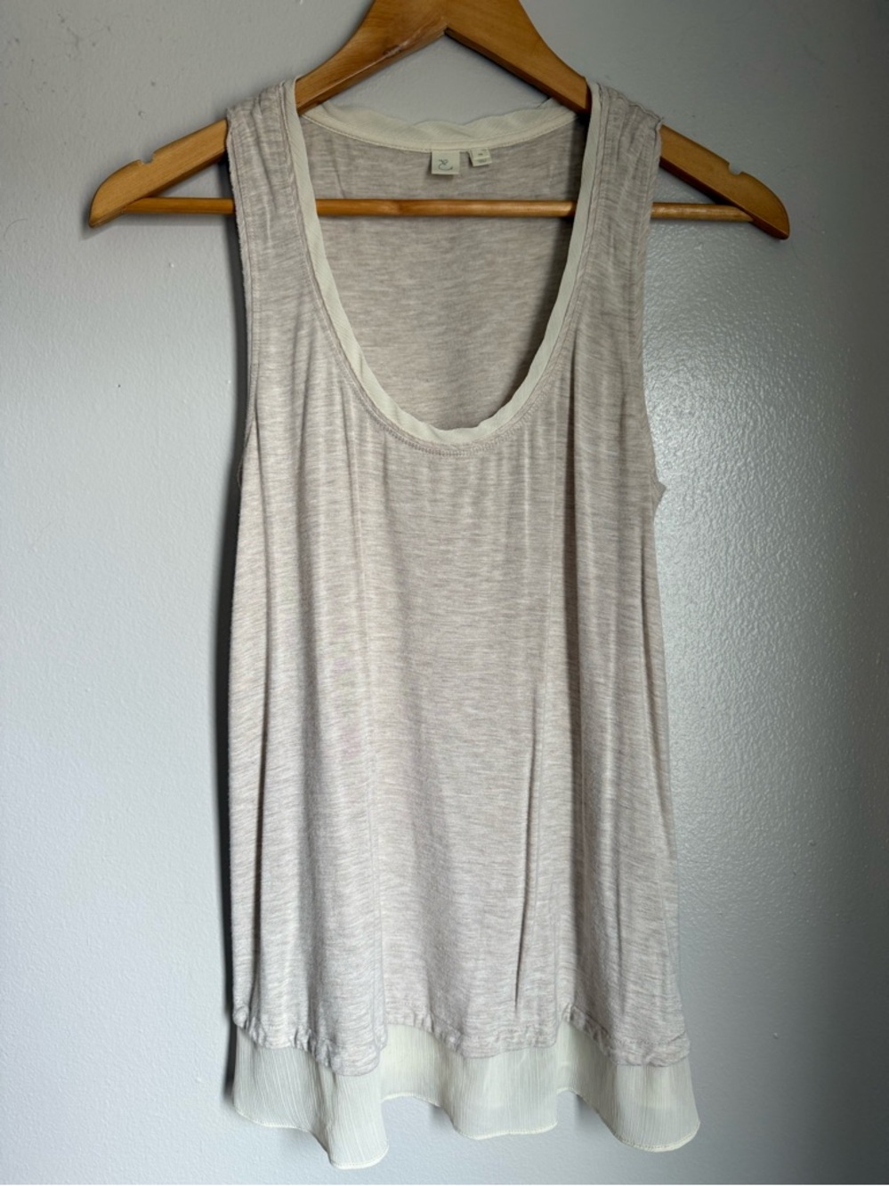 super girly layered look light pinkish purplish grayish heathered tank top